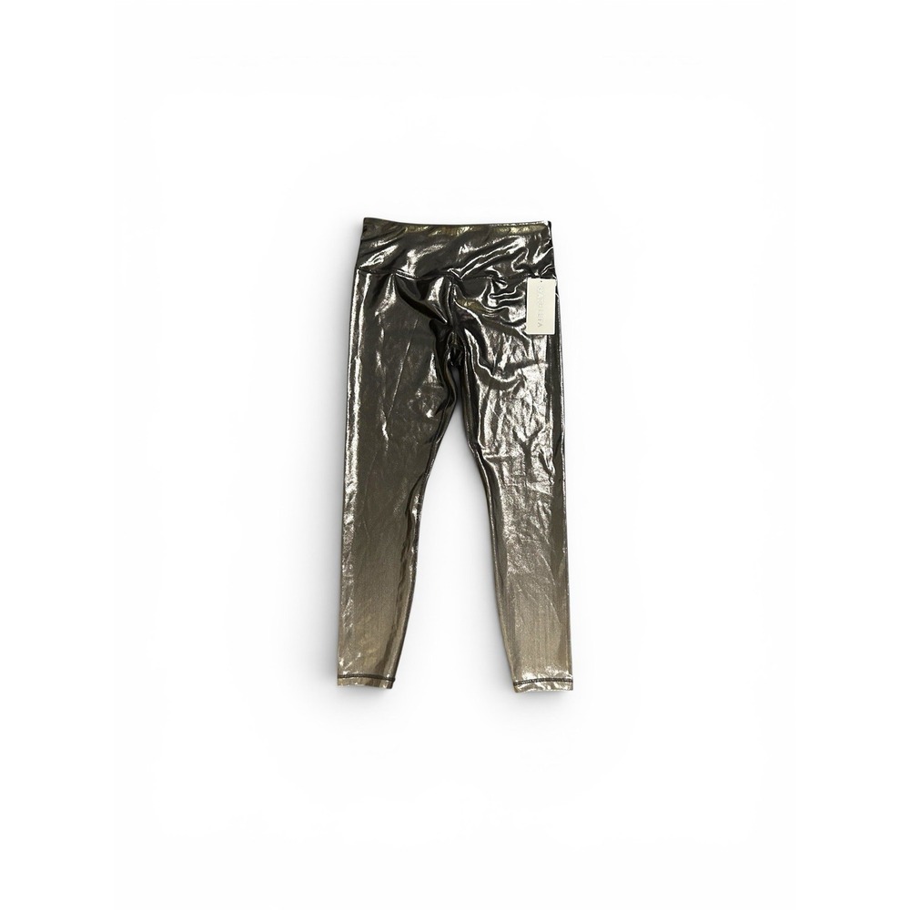 ATHLETA NWT $99 Elation Shine Tight Metallic Silver Leggings Pants Size Large